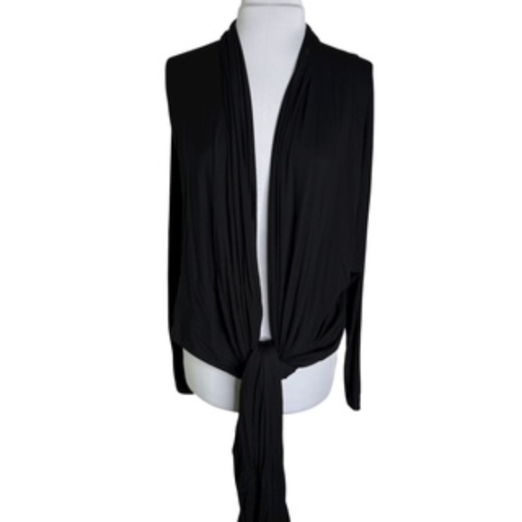 NWOT MICHAEL Michael Kors Versatile Wrap Black Light Sweater Top Size M - Picture 1 of 6